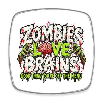 Das Zombie-Menü. - Viereckiger Kühlschrankmagnet - Weiß - Vorne