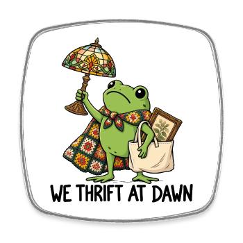 Frosch im Handarbeits-Chic - Viereckiger Kühlschrankmagnet - Weiß - Vorne