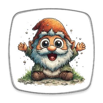 Fröhlicher Gartenzwerg Cartoon - Viereckiger Kühlschrankmagnet - Weiß - Vorne