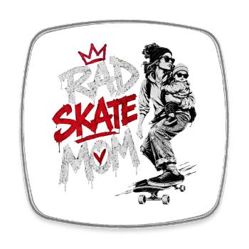 Cool Skater Mom mit Baby - Skateboarding - Viereckiger Kühlschrankmagnet - Weiß - Vorne
