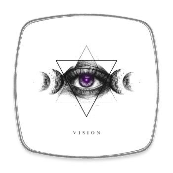 Geometrische Vision: Auge mit Mond-Symbolik - Viereckiger Kühlschrankmagnet - Weiß - Vorne