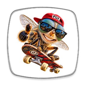"Fly with me" - Viereckiger Kühlschrankmagnet - Weiß - Vorne