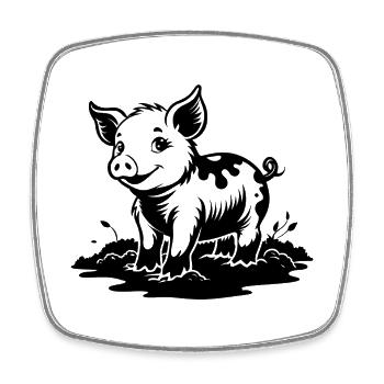 Ferkel im Schlamm - Viereckiger Kühlschrankmagnet - Weiß - Vorne