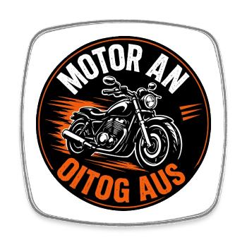 Motor an - Oitog aus, Motor an - Alltag aus - Viereckiger Kühlschrankmagnet - Weiß - Vorne