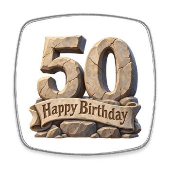 50er Geburtstag Steinbanner - Viereckiger Kühlschrankmagnet - Weiß - Vorne