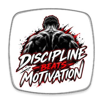 Disziplin Beats Motivation - Viereckiger Kühlschrankmagnet - Weiß - Vorne