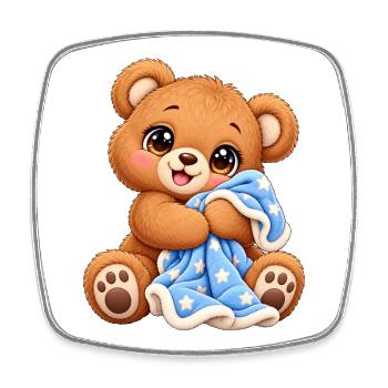 Teddybär mit Kawaii-Decke - Viereckiger Kühlschrankmagnet - Weiß - Vorne