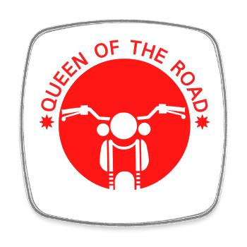 Queen of the Road Motorrad Silhouette - Viereckiger Kühlschrankmagnet - Weiß - Vorne