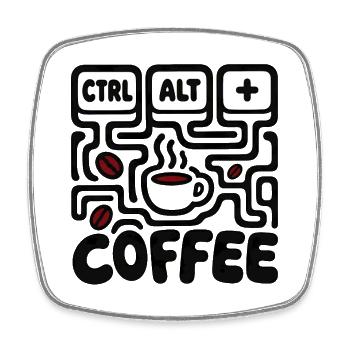 Humor Desk CTRL ALT COFFEE – Retro-Design - Viereckiger Kühlschrankmagnet - Weiß - Vorne