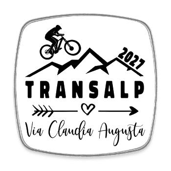 Transalp mit Fahrrad 2027 - Via Claudia Augusta - Viereckiger Kühlschrankmagnet - Weiß - Vorne