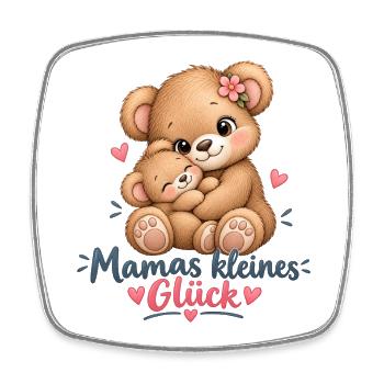Mamas Kleines Glück Kuschelbär - Viereckiger Kühlschrankmagnet - Weiß - Vorne