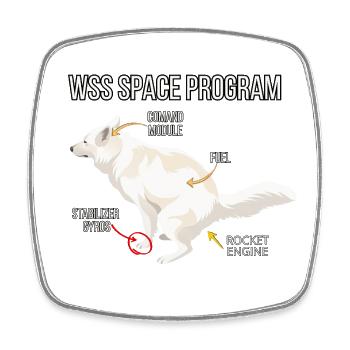 Space Dog Programm - Viereckiger Kühlschrankmagnet - Weiß - Vorne