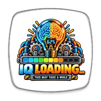 IQ Loading Gehirn Neon Design - Viereckiger Kühlschrankmagnet - Weiß - Vorne