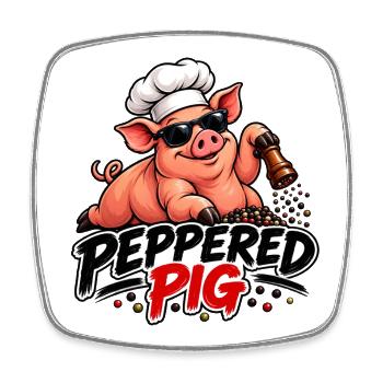 Peppered Pig Kochchef Cartoon - Viereckiger Kühlschrankmagnet - Weiß - Vorne