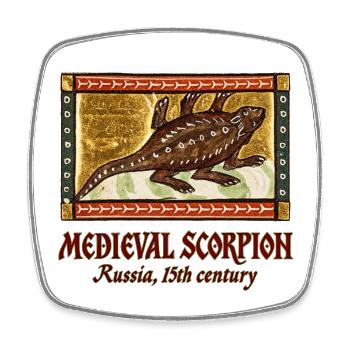 MITTELALTERLICHER SKORPION: Russland, 15. Jahrhundert - Viereckiger Kühlschrankmagnet - Weiß - Vorne