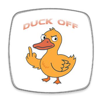 Duck Off Cartoon Duck - Viereckiger Kühlschrankmagnet - Weiß - Vorne
