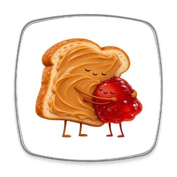 Kuschelt Toast mit Marmelade - Viereckiger Kühlschrankmagnet - Weiß - Vorne