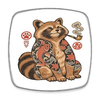 Katzenkoi Tattoo mit Pfeife - Viereckiger Kühlschrankmagnet - Weiß - Vorne