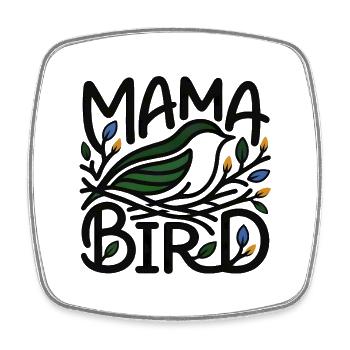 Mama Bird – Minimalistischer skandinavischer Stil - Viereckiger Kühlschrankmagnet - Weiß - Vorne