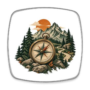 Kompasspfad im Bergwald - Viereckiger Kühlschrankmagnet - Weiß - Vorne