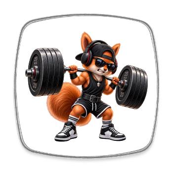 Fitness Eichhörnchen Gym Muskeln Bodybuilding - Viereckiger Kühlschrankmagnet - Weiß - Vorne
