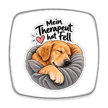 Mein Therapeut hat Fell - Viereckiger Kühlschrankmagnet - Weiß - Vorne