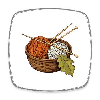 Wollkorb für Herbsttage - Viereckiger Kühlschrankmagnet - Weiß - Vorne