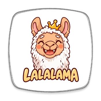 LALALAMA – Grinsendes Lama mit Krone - Viereckiger Kühlschrankmagnet - Weiß - Vorne
