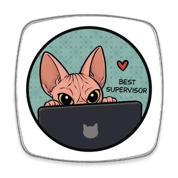 Beste Supervisor Katze - Sphynx Cat  - Viereckiger Kühlschrankmagnet - Weiß - Vorne