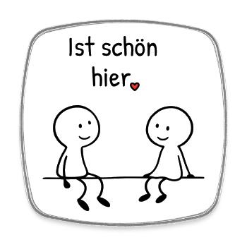 Ist schön hier. | Zwei Figuren mit Herz - Viereckiger Kühlschrankmagnet - Weiß - Vorne