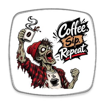 Kaffeeliebhaber Zombie Kaffee Spruch Design - Viereckiger Kühlschrankmagnet - Weiß - Vorne