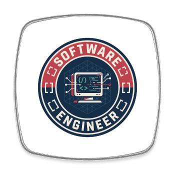 Vintage Software Engineer Code Terminal Patch Top - Viereckiger Kühlschrankmagnet - Weiß - Vorne