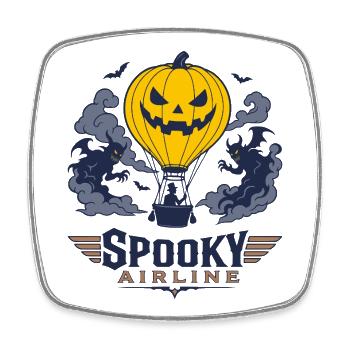 Pumpkin Flug Spooky Airline - Viereckiger Kühlschrankmagnet - Weiß - Vorne