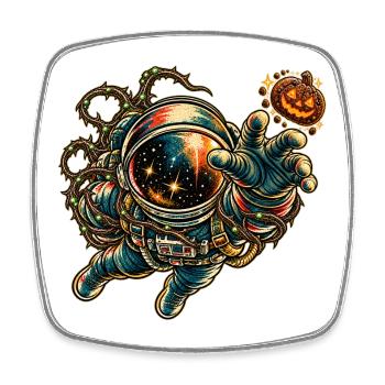 KOSMISCHER ROCKER | Kosmischer Kürbiskeks - Viereckiger Kühlschrankmagnet - Weiß - Vorne