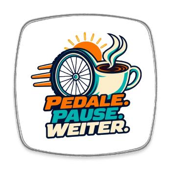 Radfahren – Pedale Pause weiter - Viereckiger Kühlschrankmagnet - Weiß - Vorne