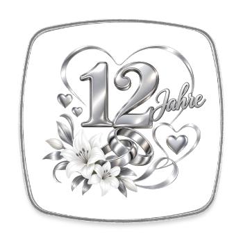 12.Hochzeitstag , 12 Jahre , Nickelhochzeit - Viereckiger Kühlschrankmagnet - Weiß - Vorne