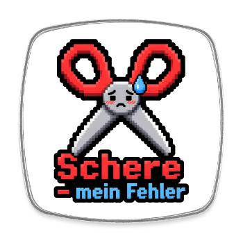 Schere mein Fehler Pixel Art Retro Gaming Shirt - Viereckiger Kühlschrankmagnet - Weiß - Vorne