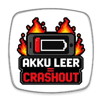 Akku leer Crashout 8-Bit Pixel Art Gamer Shirt - Viereckiger Kühlschrankmagnet - Weiß - Vorne
