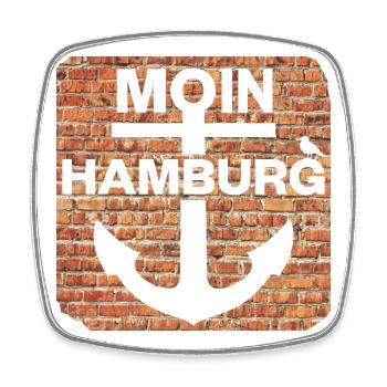 Moin_Hamburg - Viereckiger Kühlschrankmagnet - Weiß - Vorne