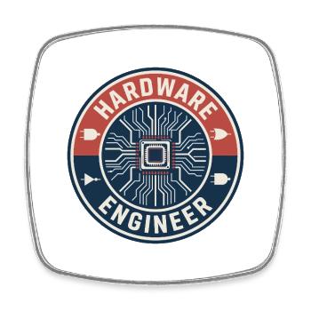 Vintage Computer Hardware Engineer Chip-Abzeichen oben - Viereckiger Kühlschrankmagnet - Weiß - Vorne