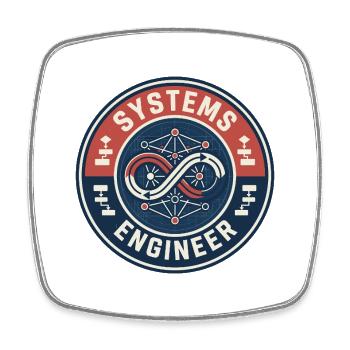 Vintage Systems Engineer Netzwerk-Flussdiagramm-Abzeichen - Viereckiger Kühlschrankmagnet - Weiß - Vorne