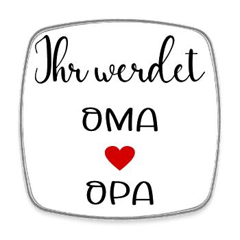 Oma Opa Babymitteilung - Viereckiger Kühlschrankmagnet - Weiß - Vorne