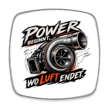 Turbolader - Viereckiger Kühlschrankmagnet - Weiß - Vorne