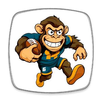Affe Rugbyspieler - Viereckiger Kühlschrankmagnet - Weiß - Vorne