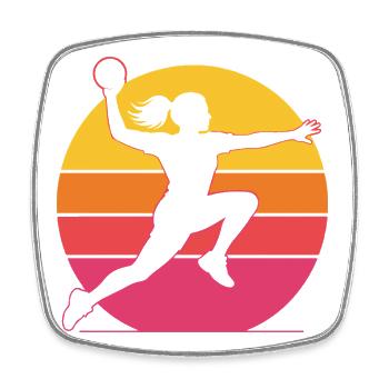 Retro Handballerin – Vintage Sonnenuntergang - Viereckiger Kühlschrankmagnet - Weiß - Vorne
