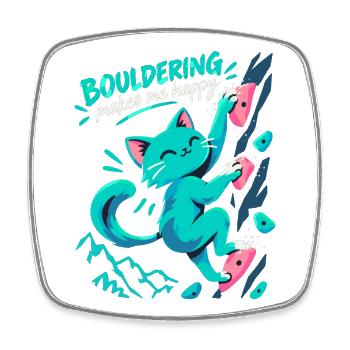 Süße Katze beim Bouldern – Spruch Geschenk - Viereckiger Kühlschrankmagnet - Weiß - Vorne