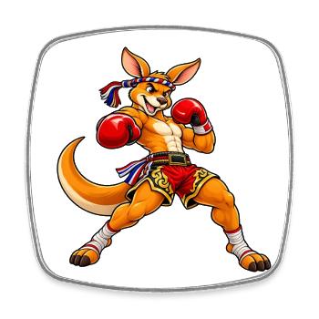 Muay Thai Känguru - Viereckiger Kühlschrankmagnet - Weiß - Vorne
