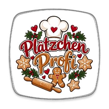 Plätzchen Profi – Weihnachtsbäcker Geschenk - Viereckiger Kühlschrankmagnet - Weiß - Vorne