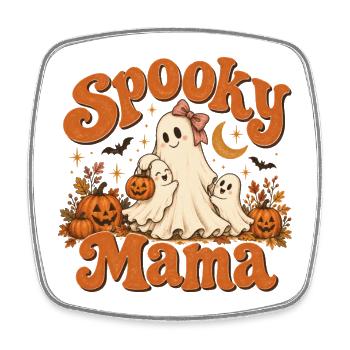 Spooky Mama Halloween-Familie - Viereckiger Kühlschrankmagnet - Weiß - Vorne
