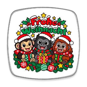 Weihnachts Affen - Viereckiger Kühlschrankmagnet - Weiß - Vorne